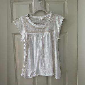 Gap shirt sleeve shirt off white w/ contrast stitching accent lightweight boho S